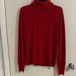 Elegant Shimmery Red Turtleneck Sweater